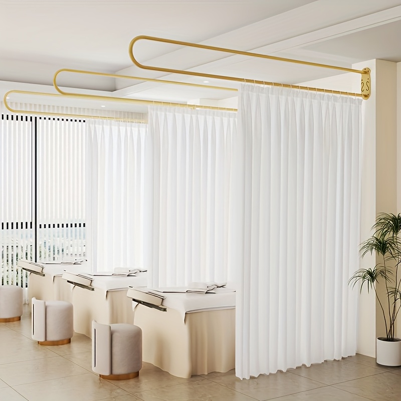 Shoji Screen Divider - 頑丈な錬鉄製のU字型ロングロッド美容室仕切りカーテンホルダー - エレガントなメタルデザイン、ウェルネスルームに最適