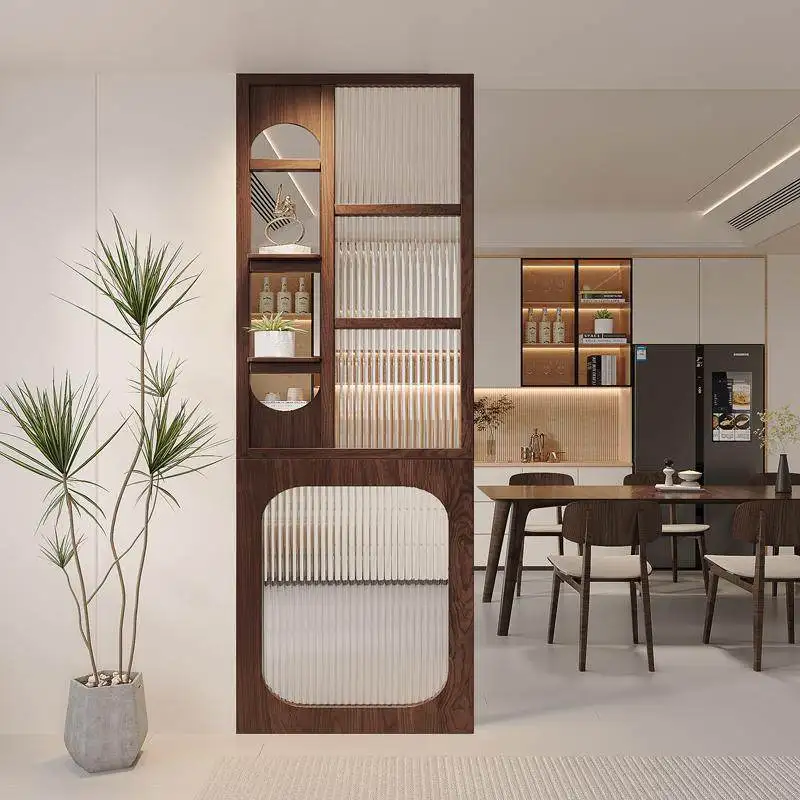 Shoji Screen Divider - 無垢材スクリーンパーテーション リビングルーム入口 両面ガラス