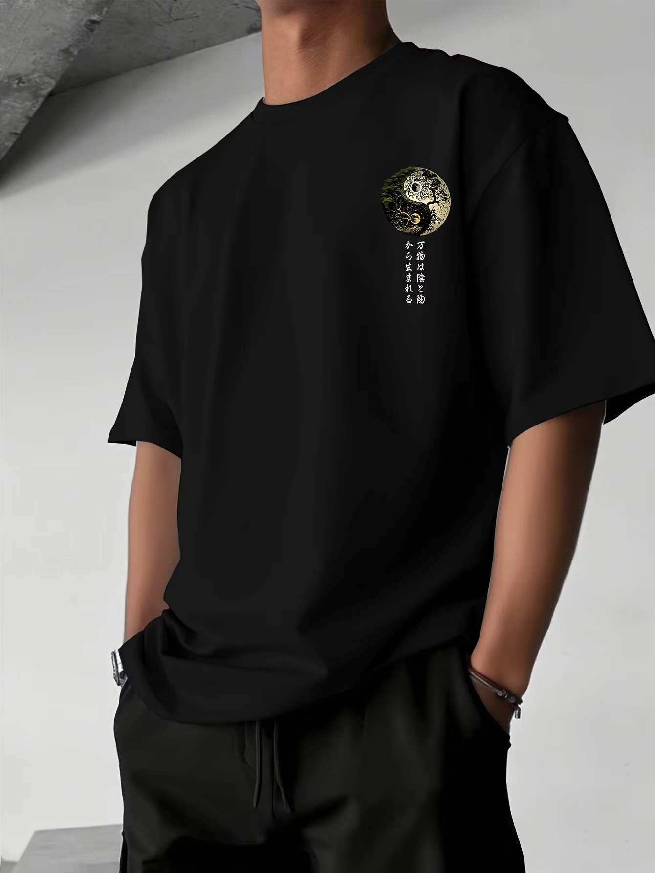 陰陽生命の樹日本書道グラフィック Tシャツメンズ通気性コット - Japanese Zen Lifestyle のレビューと価格