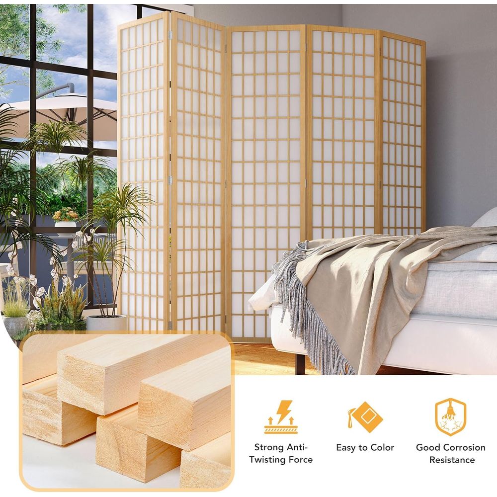 ルームディバイダー壁4パネル、6フィート折りたたみ式プライバ - Shoji Screen Divider のレビューと価格