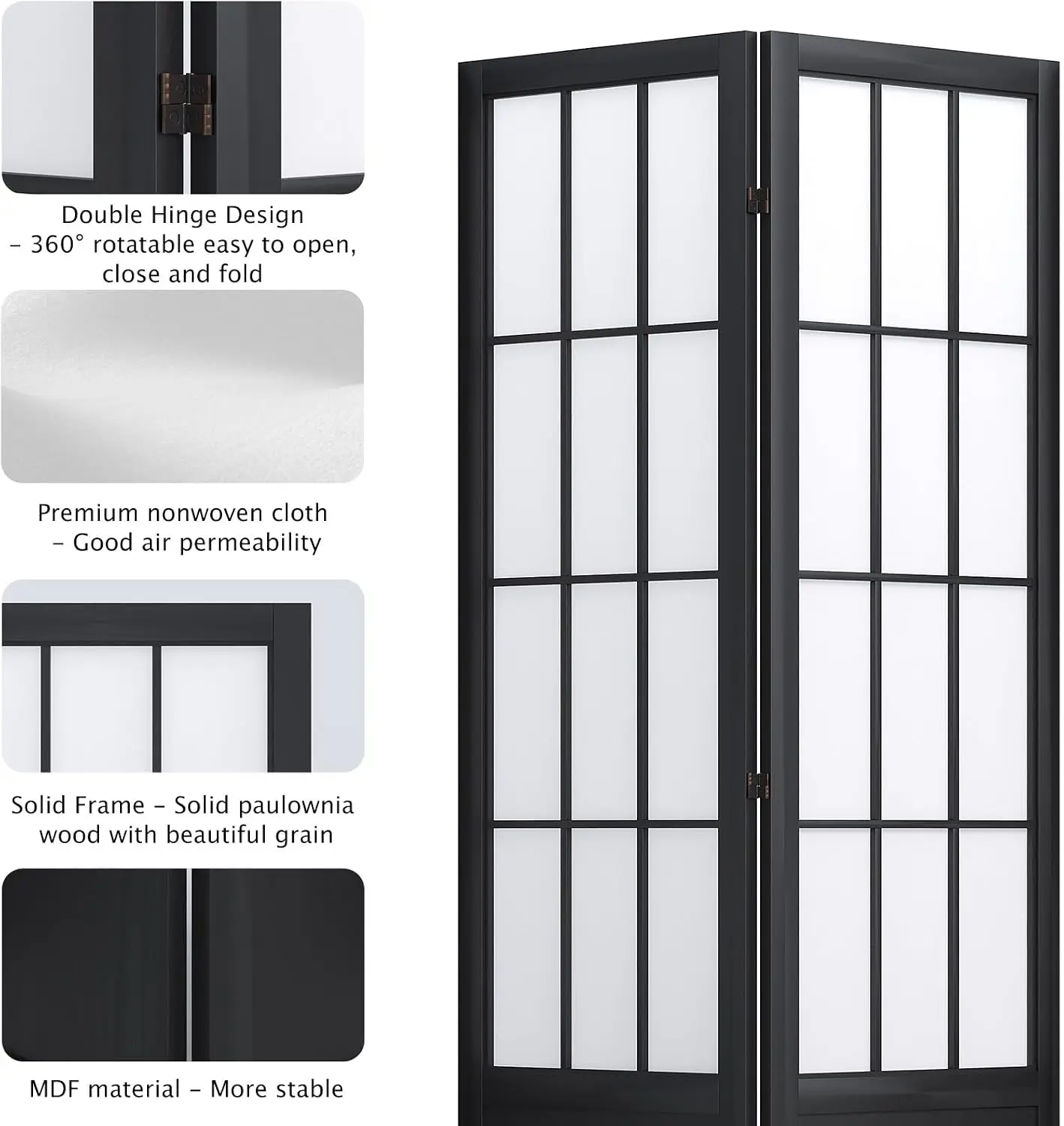 5.6フィートの間仕切り・折りたたみ式ポータブルパーティショ - Shoji Screen Divider のレビューと価格