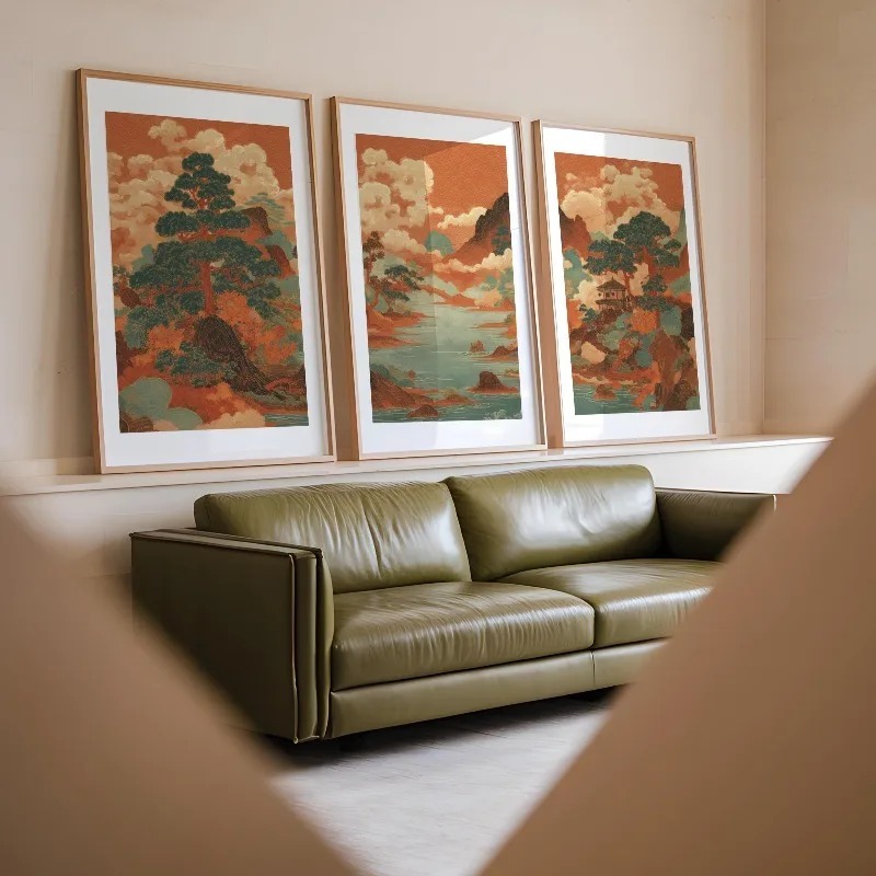 3 個ヴィンテージ日本浮世絵赤い風景キャンバス壁アート自由奔 - Japanese Living Lifestyle のレビューと価格
