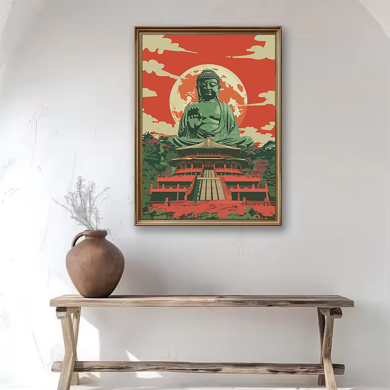 レトロな和風東京仏像瞑想寺院旅行禅ポスターキャンバス絵画壁ア - Japanese Zen Lifestyle のレビューと価格