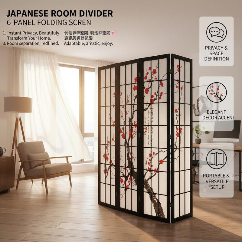 日本の障子スクリーン6枚パネル、家庭、オフィス、レストラン、 - Shoji Screen Divider のレビューと価格