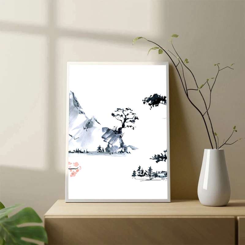 和風桜の木キャンバス油絵ポスタープリントモダンシンプルインク - Japanese Living Lifestyle のレビューと価格