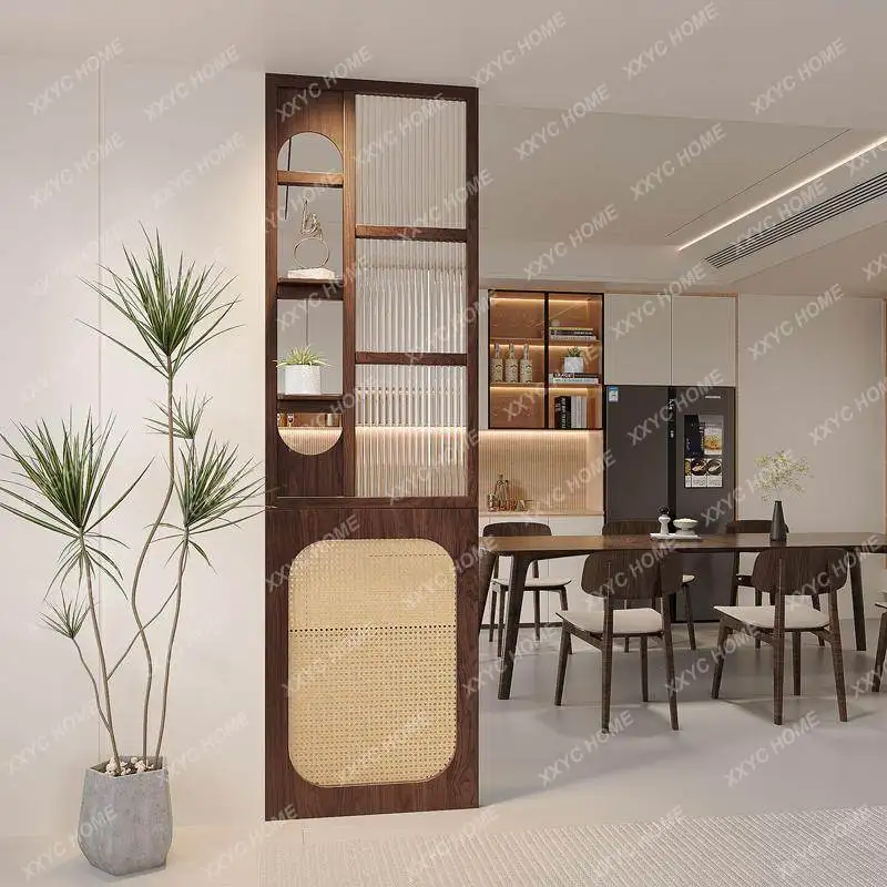 無垢材スクリーンパーテーション リビングルーム入口 両面ガラ - Shoji Screen Divider のレビューと価格