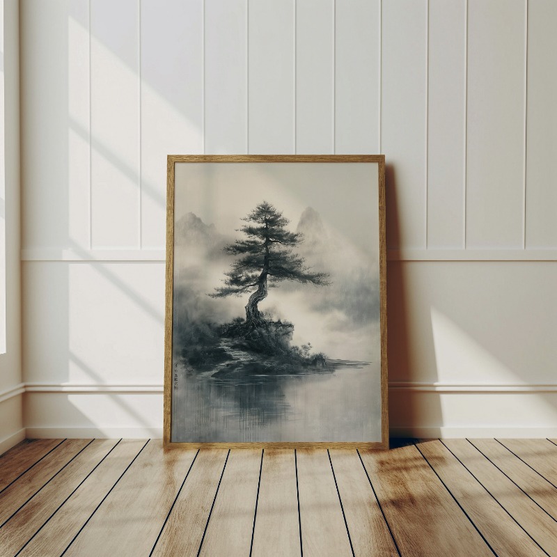 水墨スタイル禅盆栽侘び寂び風景アートポスターキャンバス絵画壁 - Japanese Zen Lifestyle のレビューと価格